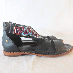 Women's Pikolinos sandals with Maasai beadwork (size 38, US 7 to 7.5)